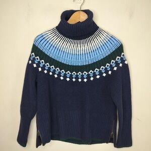 L.L. Bean Fair Isle Turtleneck Sweater‎ Waffle Knit